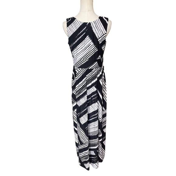 Soma Jersey Black And White Maxi Dress Size M Stretch Soft Geometric Print Long - Picture 3 of 5